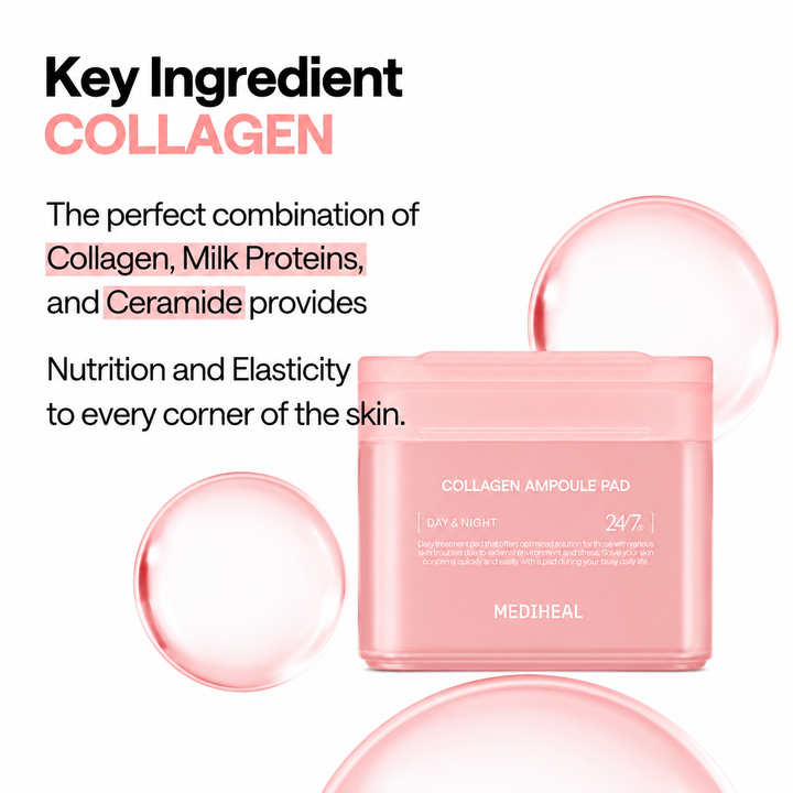 MEDIHEAL Collagen Ampoule Pad — 170ml / 100 pads